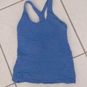 Hard Tail ribbed blue active tank top shirt with built in bra size small